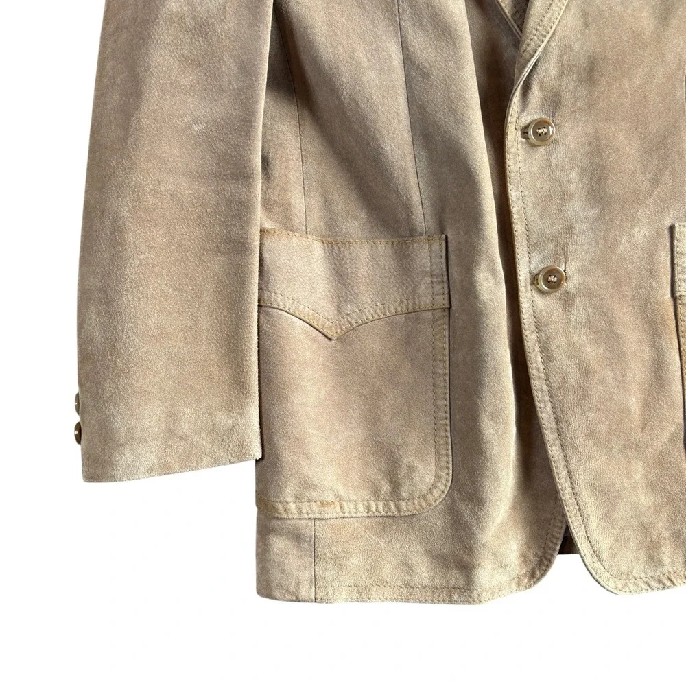 L. Virany Mens Vtg Tan Suede Leather Western Blazer Cowboy Core Coat  Size 42 L